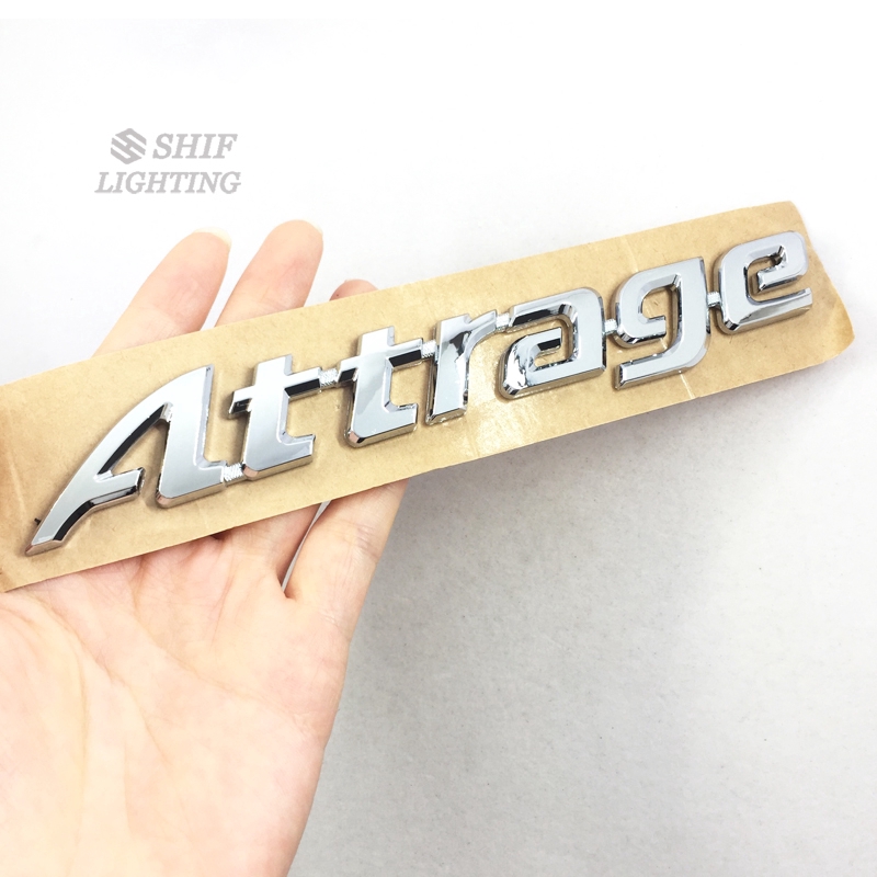 1pc Stiker Emblem Logo Attrage Bahan ABS Krom Untuk Bagasi Mobil Mitsubishi Attrage