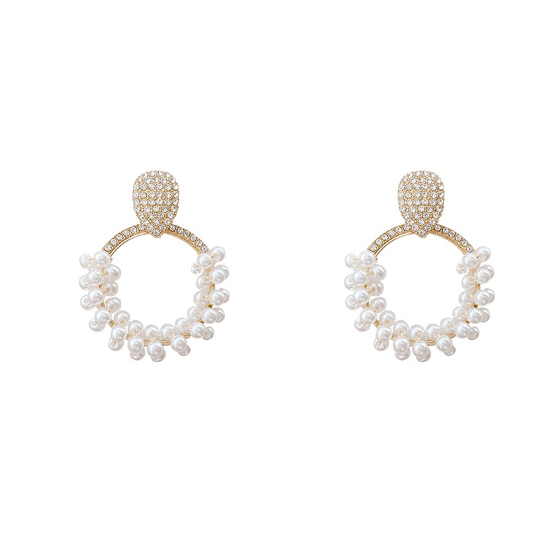 Shuling Women Ear Jewelry S925 silver needle Baroque Pearl Earrings Female Super Cute High Sense Diamond Earrings