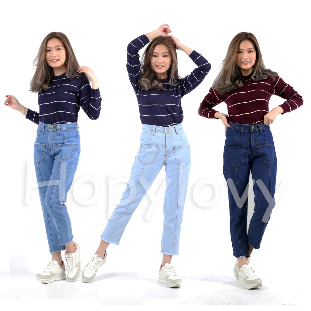 HOPYLOVY - CELANA JEANS BOYFRIEND WANITA KODE 206