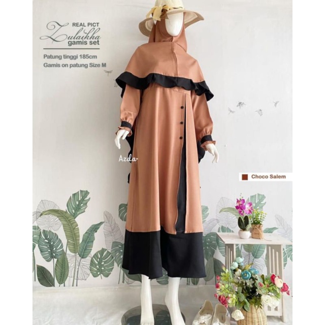 Zulaikha Set Gamis Khimar/ Setelan Baju Syari by Azda Indonesia