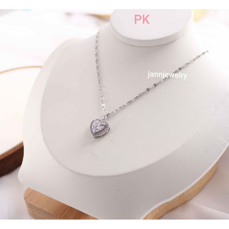 kalung love titanium pecah kopi silver colour uk 50cm