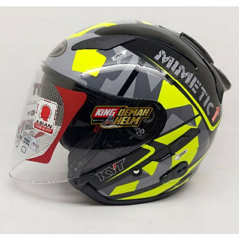 HELM KYT GALAXY SLIDE FLAT R MOTIF 4 BLACK YELLOW FLUO 2 VISOR HELM DOUBLE VISOR KYT GALAXY MOTIF MU