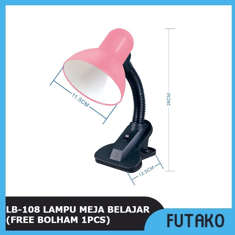 FUTAKO Lampu Meja Belajar Jepit Leher Flexible GRATIS BOHAM WARNA RANDOM