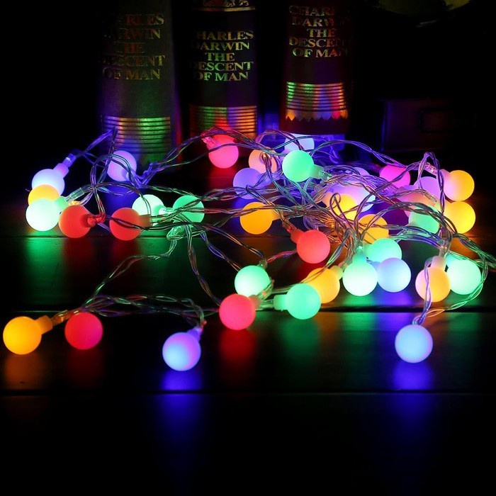 *COD* Lampu Hias Natal Tumbler Bulat Bola Anggur Warna Warni 5 Meter 40 LED