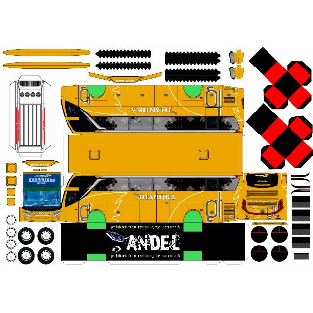 Lembaran papercraft bus shantika