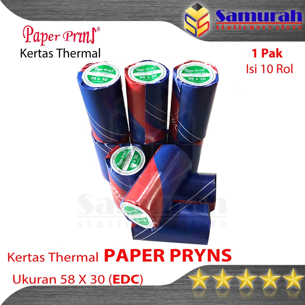 

Kertas Thermal PaperPryns 58 x 30 mm EDC / Struk Kasir Roll Kecil 58x30 Paper Prins / Kertas Rol Print Mobile Termal 58/30