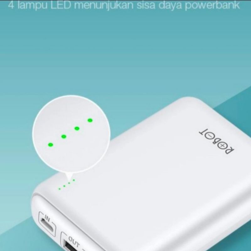 ROBOT Power Bank  RT10 10000mAh Powerbank 2 Input 1 Output Super Mini Garansi 1 TAHUN