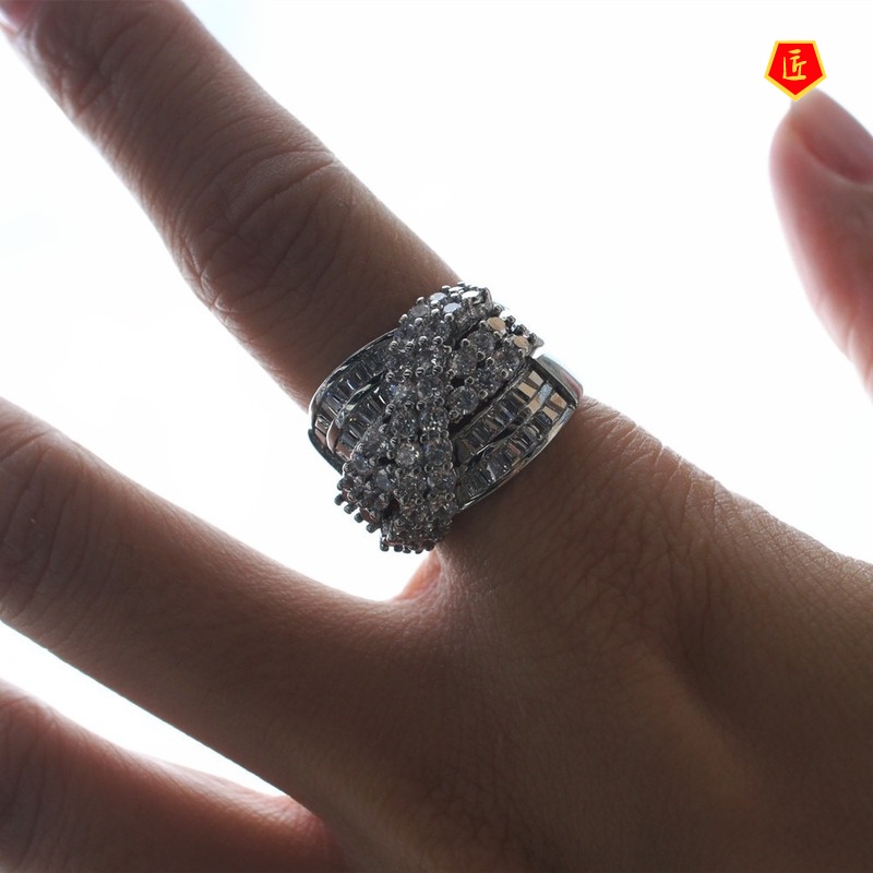 [Ready Stock]Creative Personality Full Diamond Ring