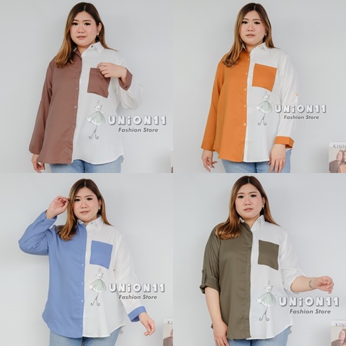 UNION11 - KEMEJA WANITA JUMBO XXXL / ATASAN JUMBO WANITA LD 120 / KEMEJA KERJA WANITA / KEMEJA BIGSIZE WANITA RERE