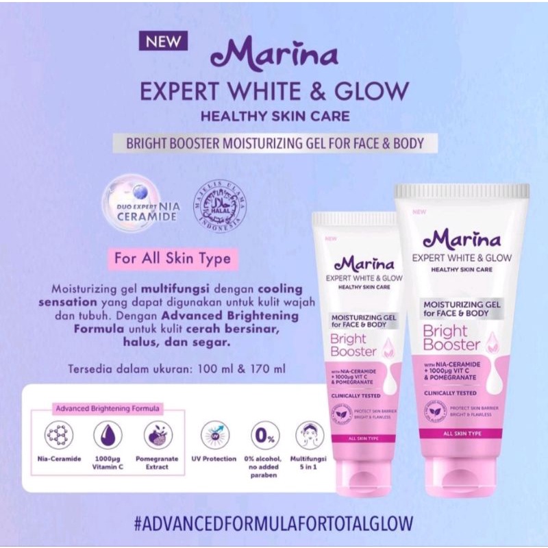 Marina Expert White &amp; Glow Moisturizing Gel For Face &amp; Body 100ml