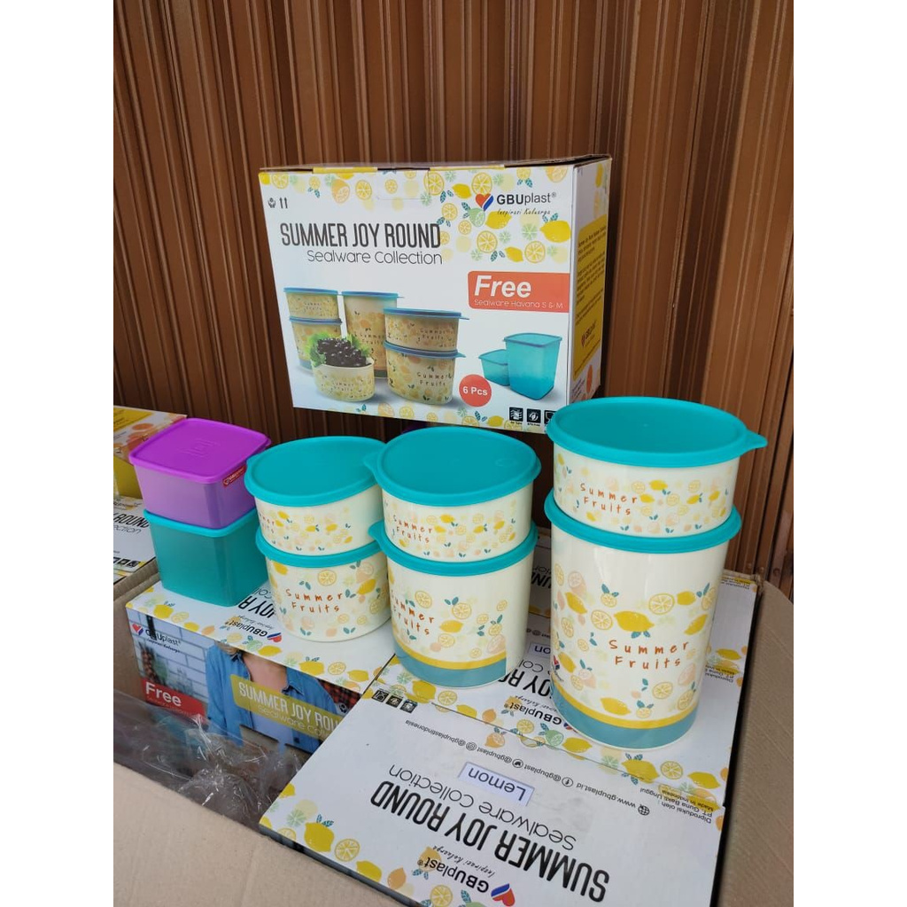 GBU Summer Joy Round Sealware Set Paket Toples Container Wadah Makanan