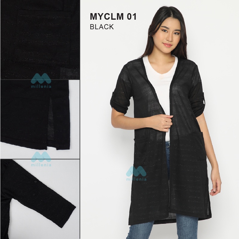Millenia Mara Stitch Open Front Long Layer Knit Cardigan (MYCLM 01)-5