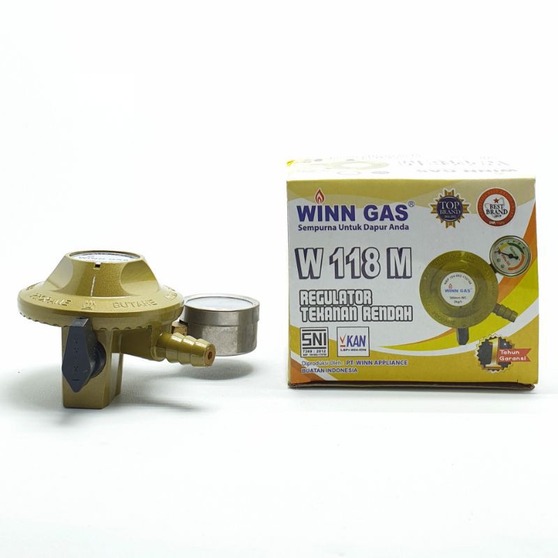 SET W-118M Meter Regulator Gas Winn Gas + Selang Gas Flexy 1,8Mtr