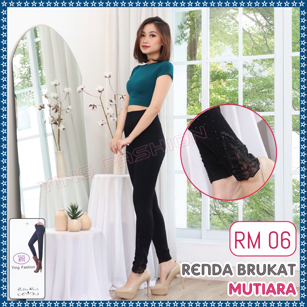 [Grosir Minim 6 pcs ] Legging Renda MUTIARA / Legging Renda kaki mutiara / Legging renda brukat / legging fashion import / legging panjang / legging wanita