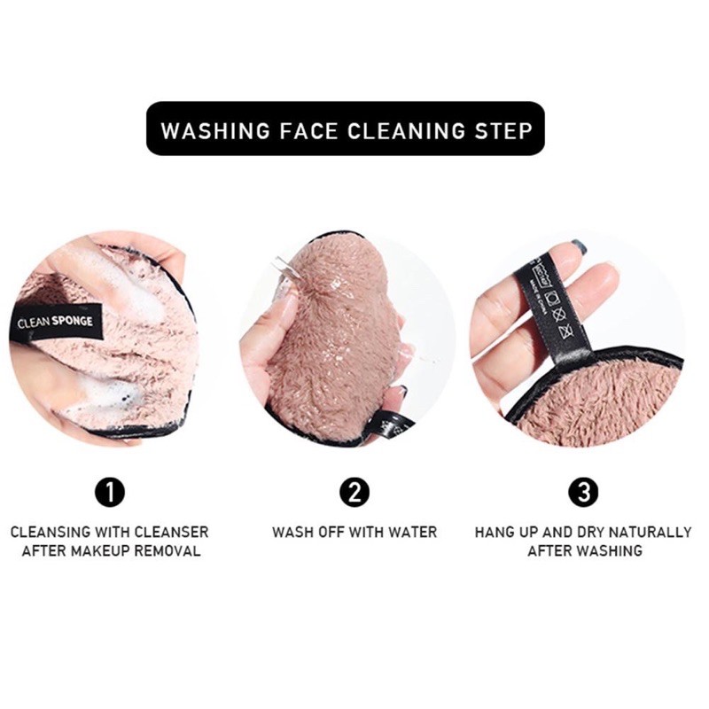 A472 CLEAN SPONGE handuk masker penghapus make up remover pembersih kosmetik kecantikan perawatan skin friendly fiber