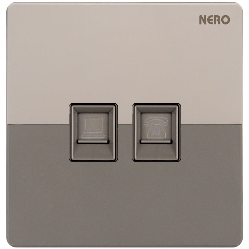 NERO Socket Kabel LAN Data Outlet CAT6 & Socket Telepon DAYTONA Z4 - Z4PHPCA-S Grey