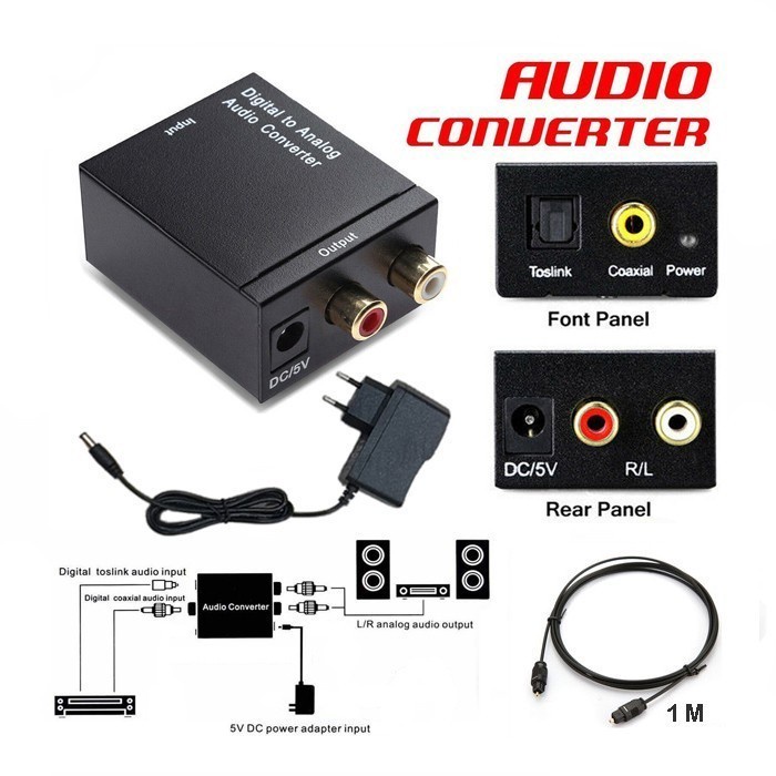 Converter Audio Optic Digital Toslink to Analog / RCA