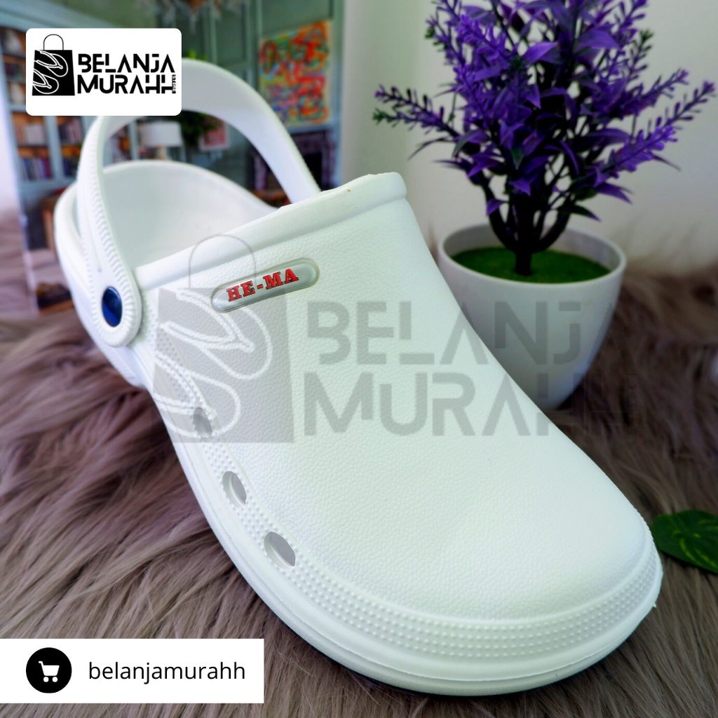 Sandal Sepatu Model CROCS Putih Sandal KODOK HE-MA Putih Sandal Baim Sendal PERAWAT/ Sandal MEDIS / BIDAN/ DOKTER / OPERASI / RUMAH SAKIT Putih Sandal Rumah Pria Wanita Size 36 S/d 44