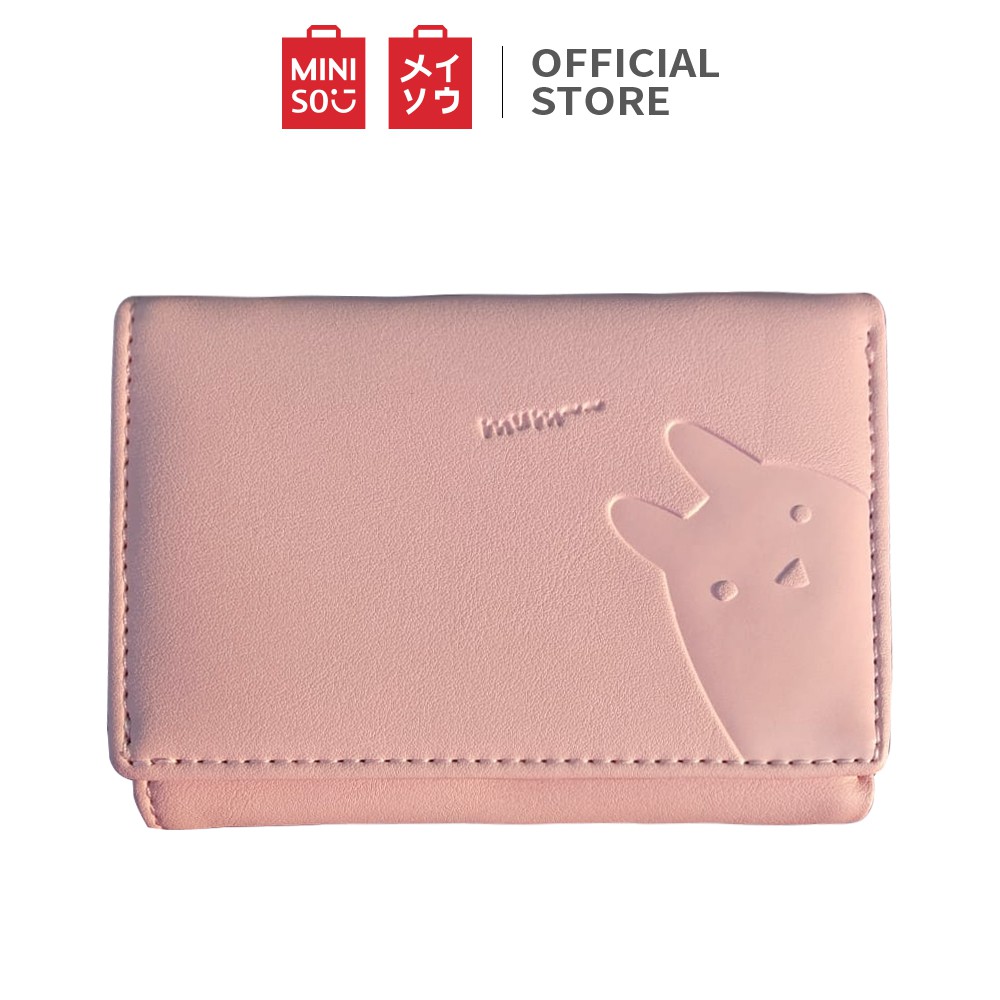 Miniso Official Dompet Wanita Animal Print Seri Wanita Tri-Lipat Official Dompet Wanita Mini Pendek Kecil Lipat Simple Motif Binatang Lucu Hewan Karakter Wallet-8