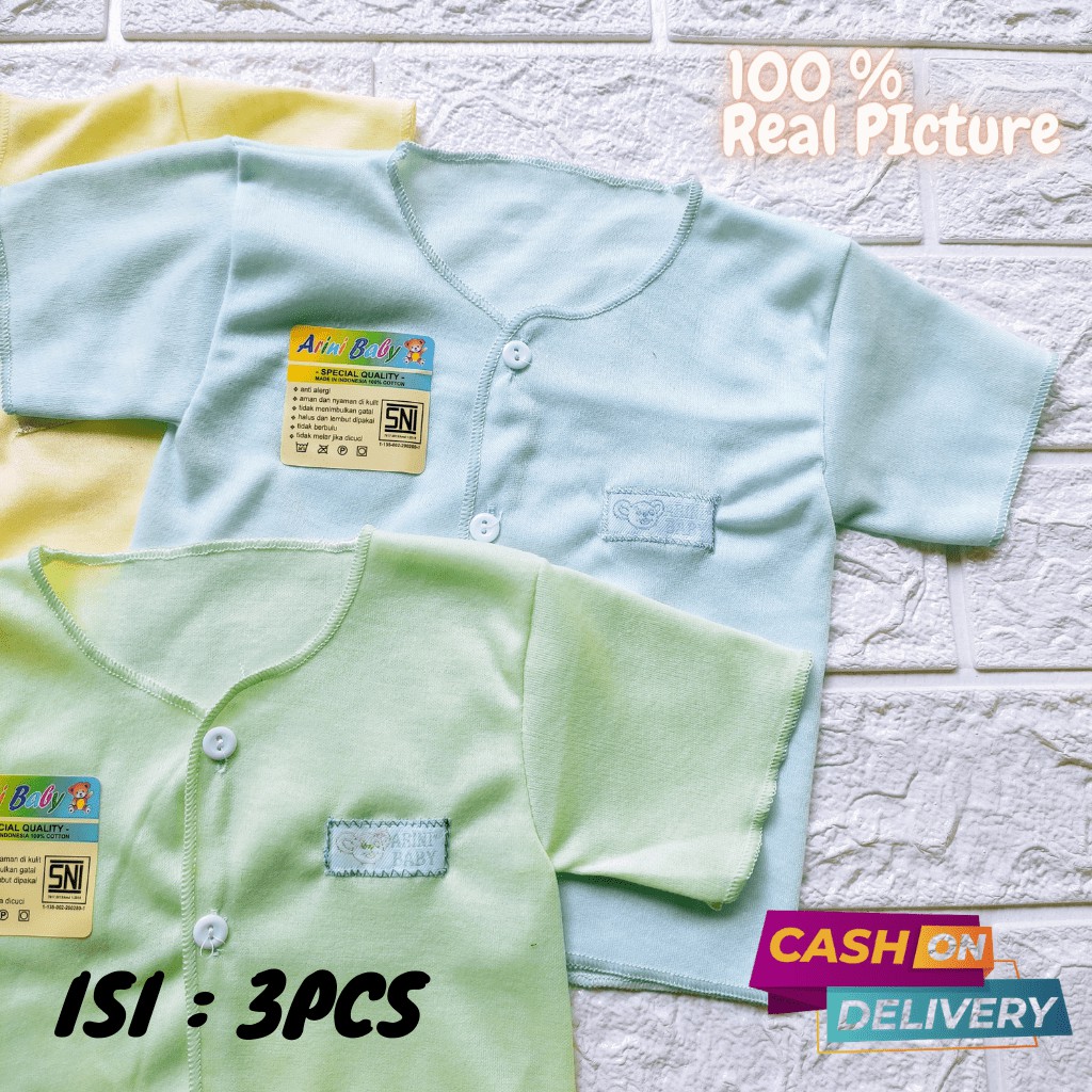 3 SET Baju Pendek Bayi Baru Lahir / 3 PCS Baju Bayi Newborn / 3 Baju Bayi Pendek Warna Soft SNI Bayi Baru Lahir Meyriana Collection