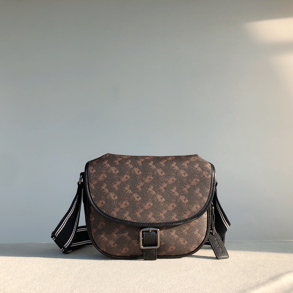 (SameDay Grab) 5383 coach Hitch Crossbody With Horse And Carriage Print Women Men Sling Saddle Bag