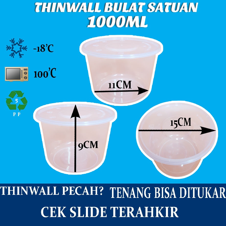 Thinwall Bulat 1000ML/ Food Container Mangkok Mangkuk OTBS1000