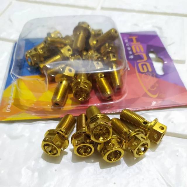 baut kaliper probolt flower gold drat alus halus original heng thailand