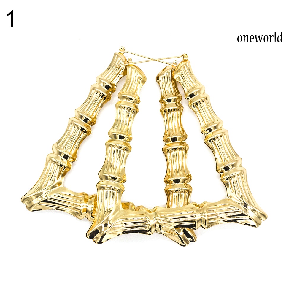 OW@ Fashion Women Bamboo Joints Triangle Heart Earrings Party Statement Jewelry Gift