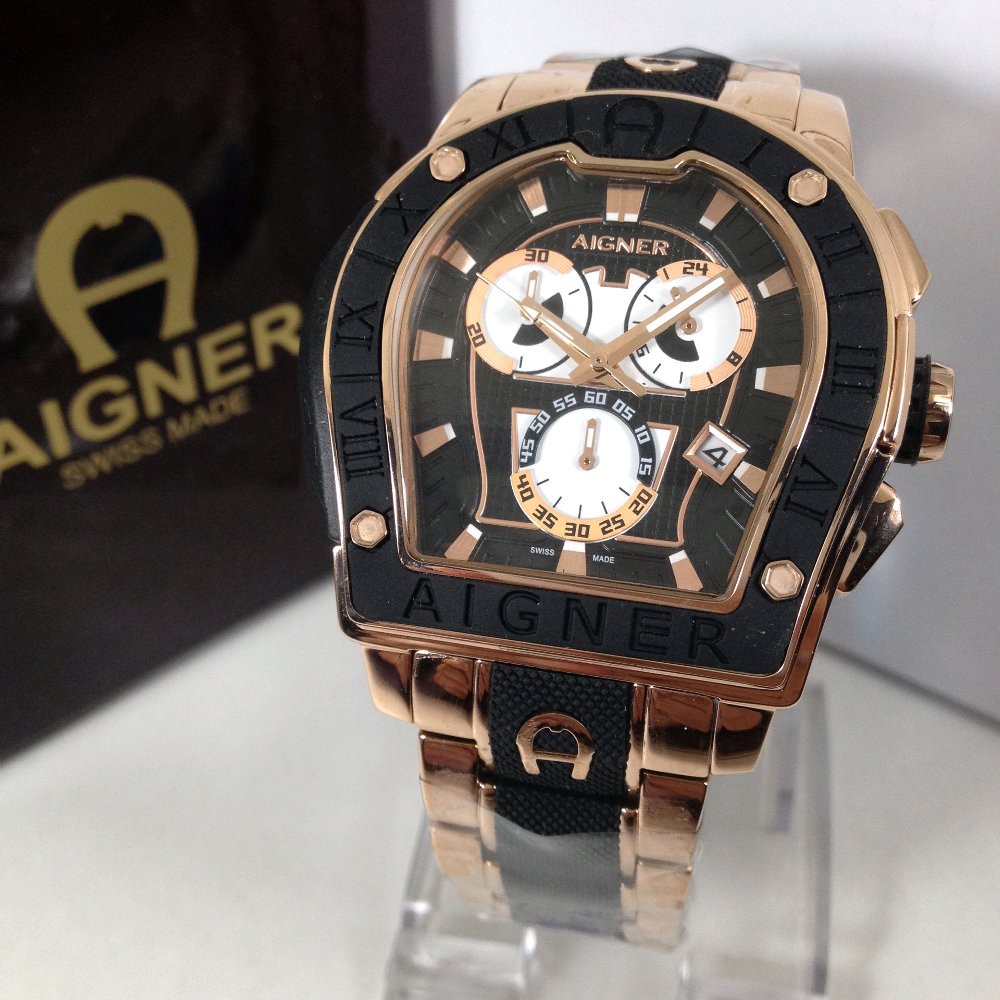 Jam Tangan Pria Aigner Roma 2018 brown rosegold 47mm Premium