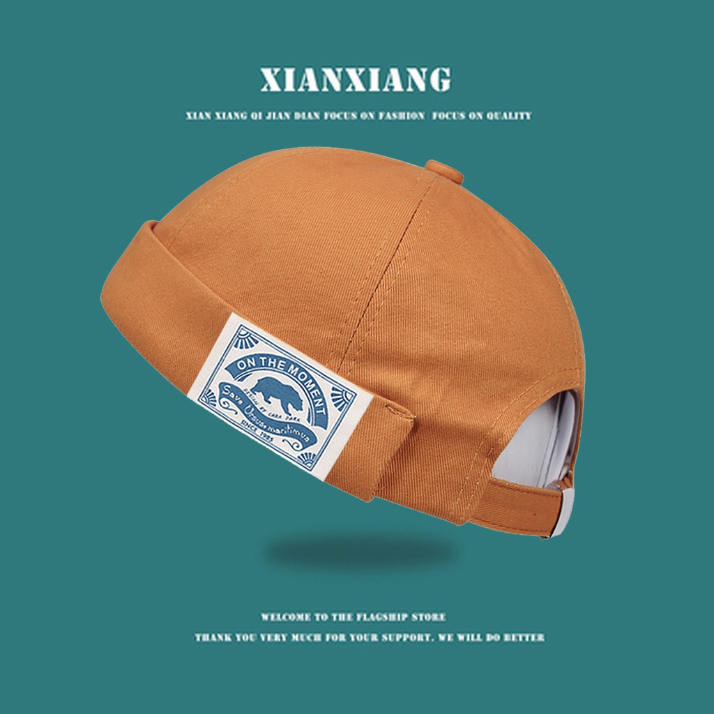 Topi Beanie Tanpa Tepi Bahan Katun Murni 4 Warna Gaya Vintage Untuk unisex