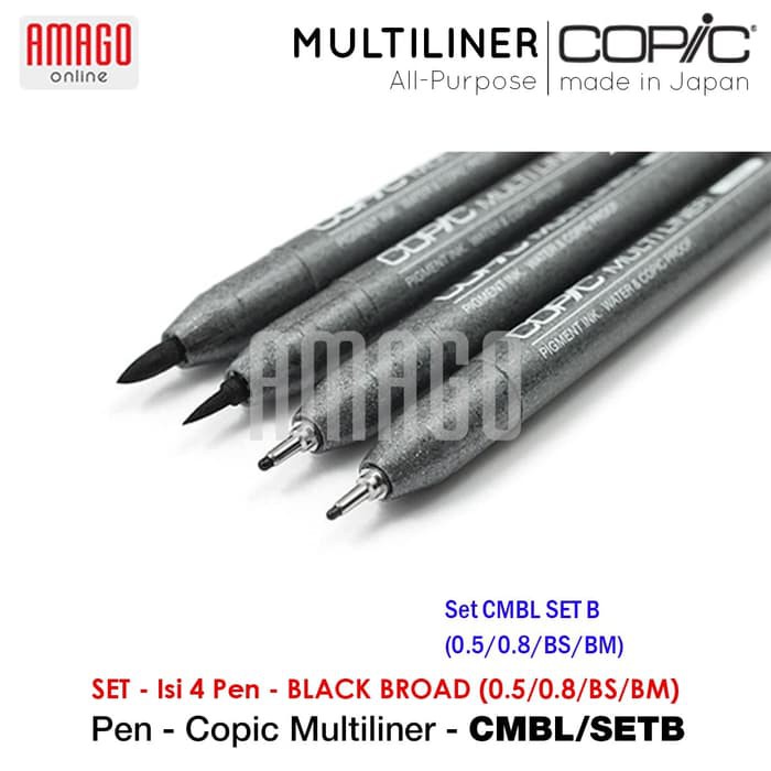 COPIC MULTILINER BLACK BROAD (4 PCS/SET) - CMBL/SETB