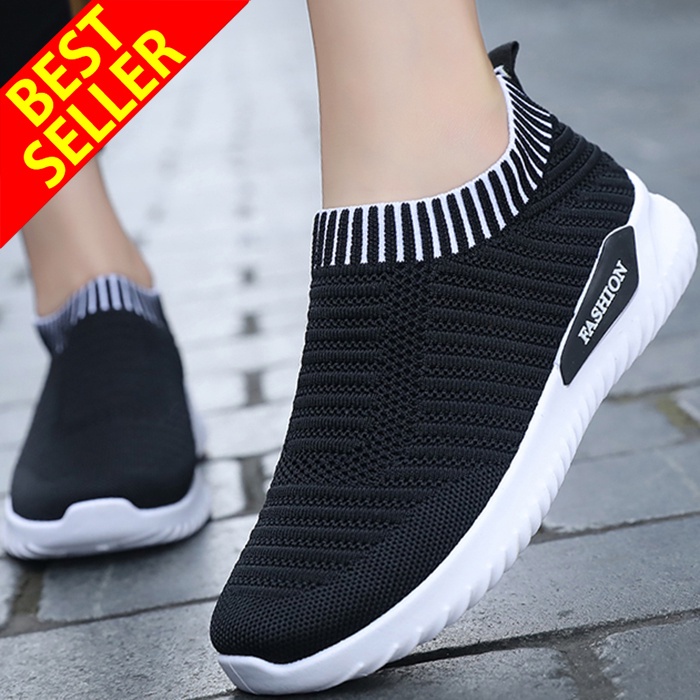 QINGSHUI Kualitas Tinggi Sepatu Wanita. Bernapas Sepatu Lari Wanita Socks Sepatu Kets Sepatu Fashion Wanita Terbaru Wanita Sepatu Flat Slip-on Wanita Sepatu Hiking Wanita