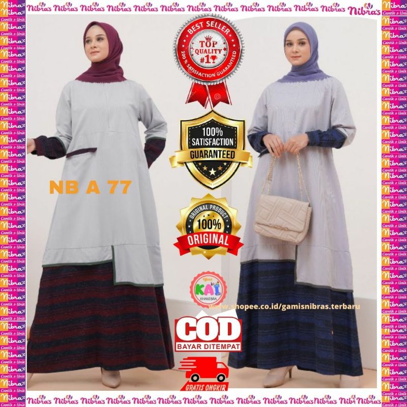 GAMIS NIBRAS TERBARU 2021 NB A 77/ NIBRAS GAMIS NBA77 NB A 77 / BAJU MUSLIM / BAJU BUSUI /GAMIS BUSU