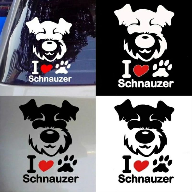 Stiker Cutting Mobil I Love Schnauzer Stiker Bodi Kaca Mobil Stiker Aksesoris Mobil Kartun
