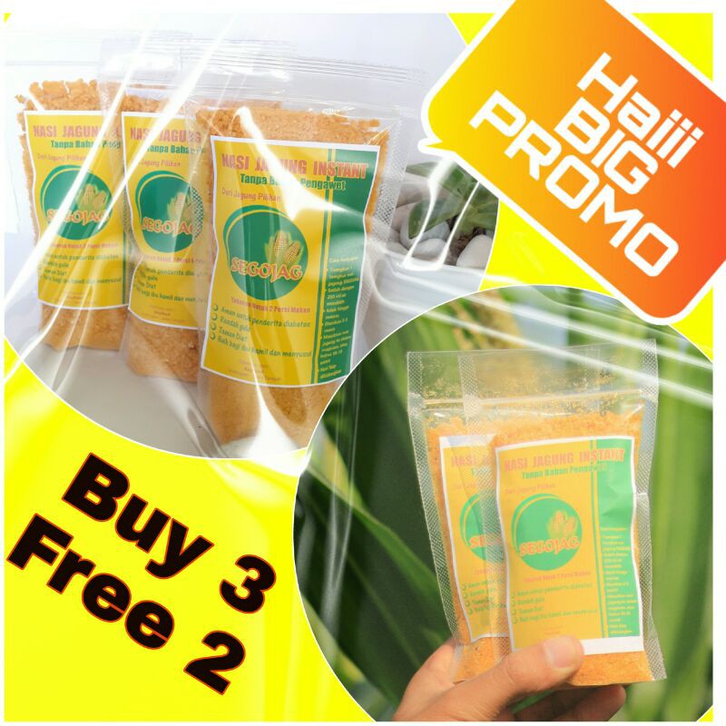 

BIG PROMO NASI JAGUNG INSTANT SEGOJAG BELI 3 BONUS 2