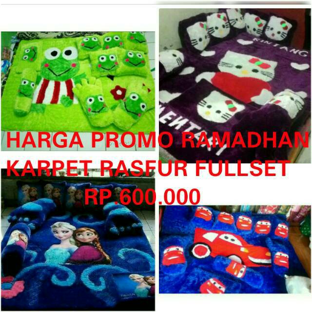 Karpet Rasfur Fullset Isi 8 Bantal Dan 1 Keset