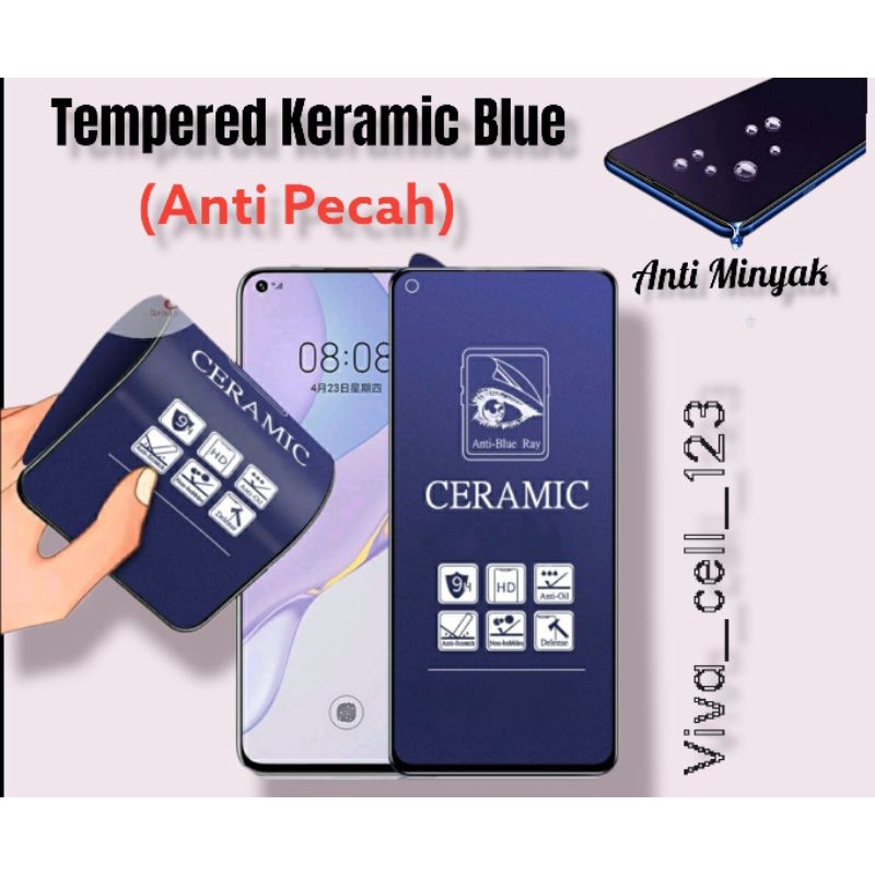 TEMPERED CRAMIC BLUE (Anti pecah) &amp; (Anti Radiasi) VIVO Y20/Y20i/Y12s/Y20s