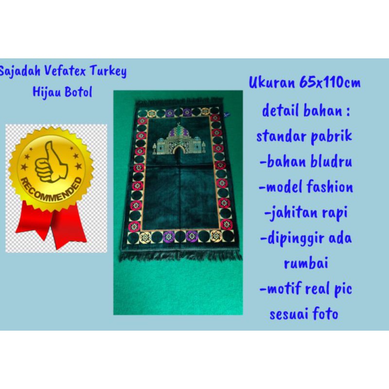 Sajadah Turkey Warna Bludru