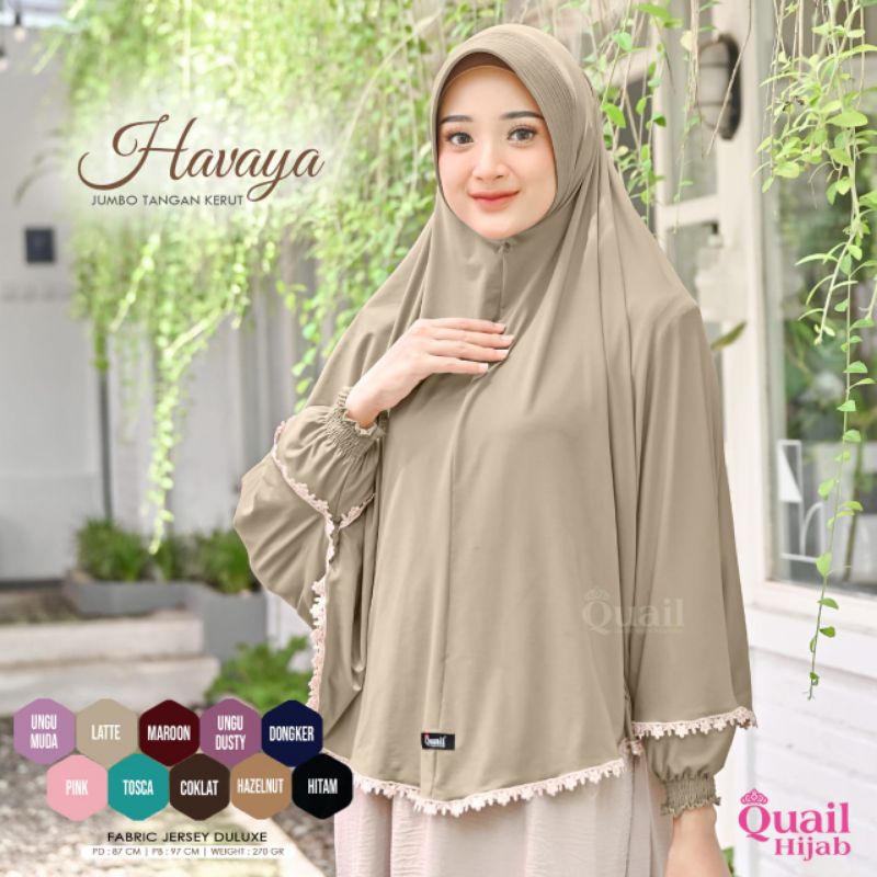 Havaya Jumbo Tangan Kerut By Original Quail Hijab