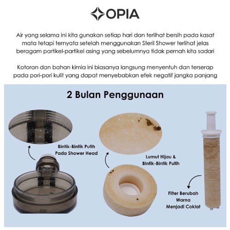 Opia steril shower head set - set penyaring air shower