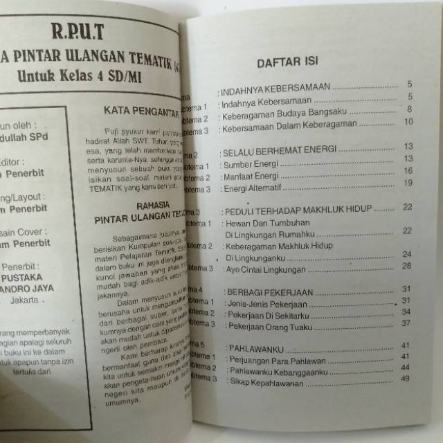 Buku Pintar Ulangan Harian Tematik SD/MI Kelas 1-6 SDO