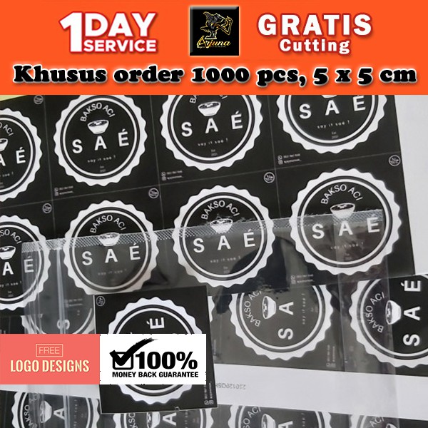 

FLS1-15 SKC 5 Paket 1000 Pcs Cetak Stiker Kotak Uk. 5 x 5 cm Desain Custom Sticker Free Logo Design