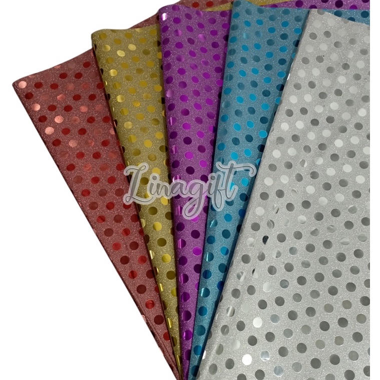 ( 3 Lembar ) PLASTIC METALLIC GLITTER POLKADOT - PLASTIK GLITER METALIK SHINY MENGKILAP DOTS ONDE POLKA POLKADOTS SILVER GOLD EUSTHATIC CLASSIC VINTAGE