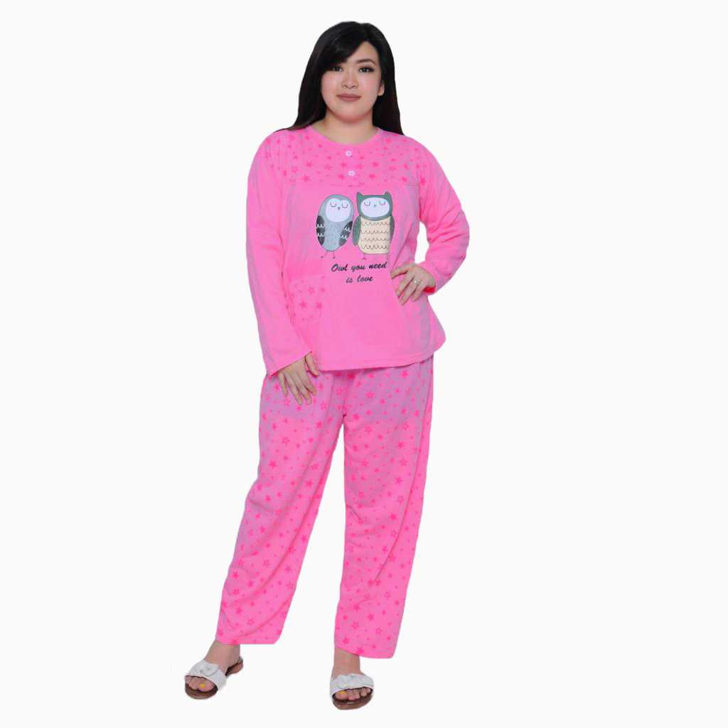 Stelan Baju Tidur Tangan Panjang Wanita BIG SIZE - Jfashion Olivia