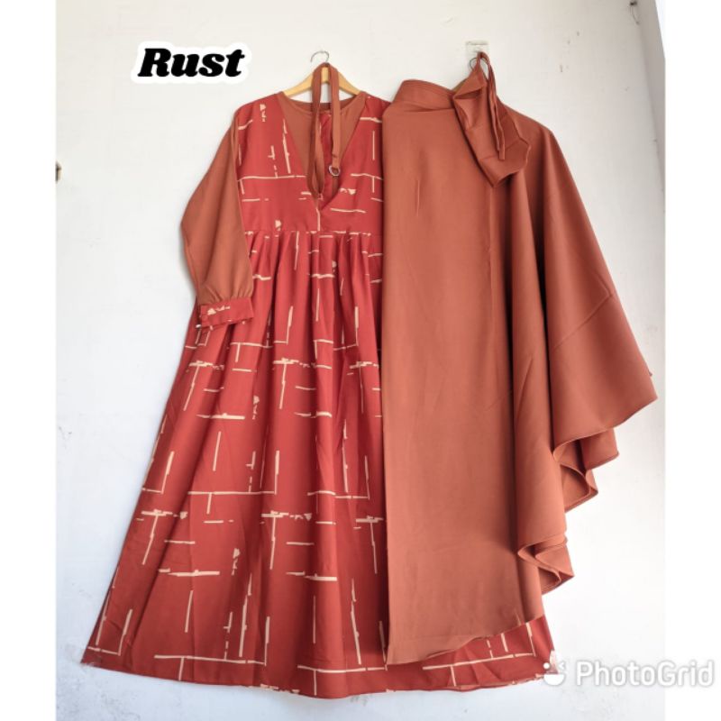 (COD)Gamis set syar'i Itycrep laura by Azka//Gamis set syar'i Laura by azka collection
