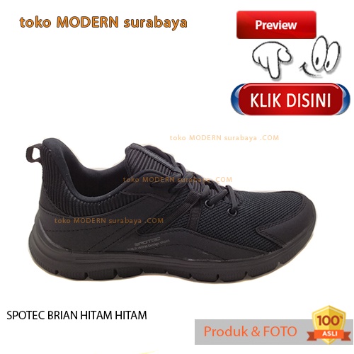 SPOTEC BRIAN HITAM HITAM JUMBO sepatu pria sepatu casual sneakers