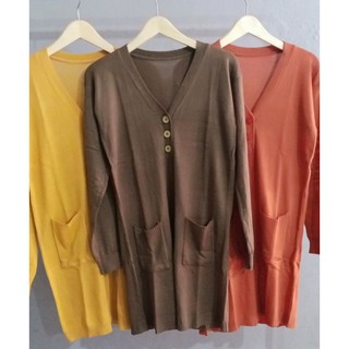 Long Cardy Kancing  3 Cardigan  Saku Cardigan  Rajut  