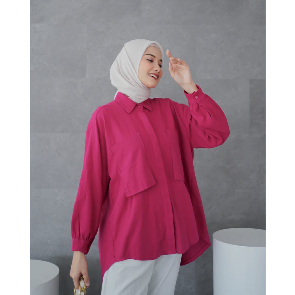 Kemeja Linen Oversized - Kemeja Linen Cringkle - Kalina Cringkle Shirt