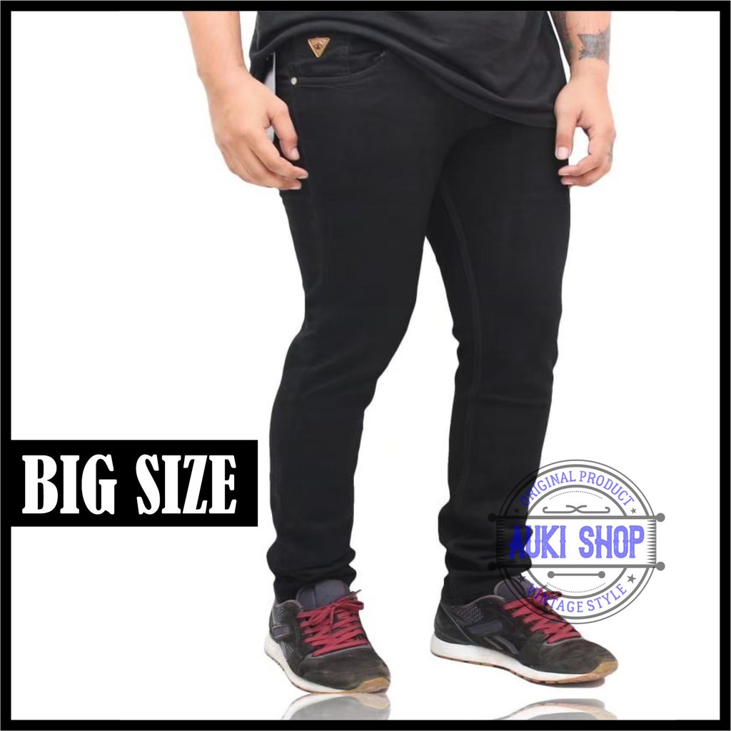 CELANA JEANS PRIA BIG SIZE / JUMBO WARNA HITAM PEKAT