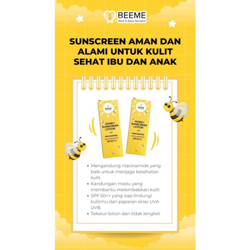 Beeme Honey Sunscreen Lotion with Niacinamide SPF 50+++/Sunscreen IBU DAN ANAK  20gr